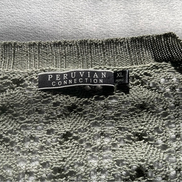 Peruvian Connection sage open knit 100% pima cotton lightweight cardigan, XL - Picture 3 of 12